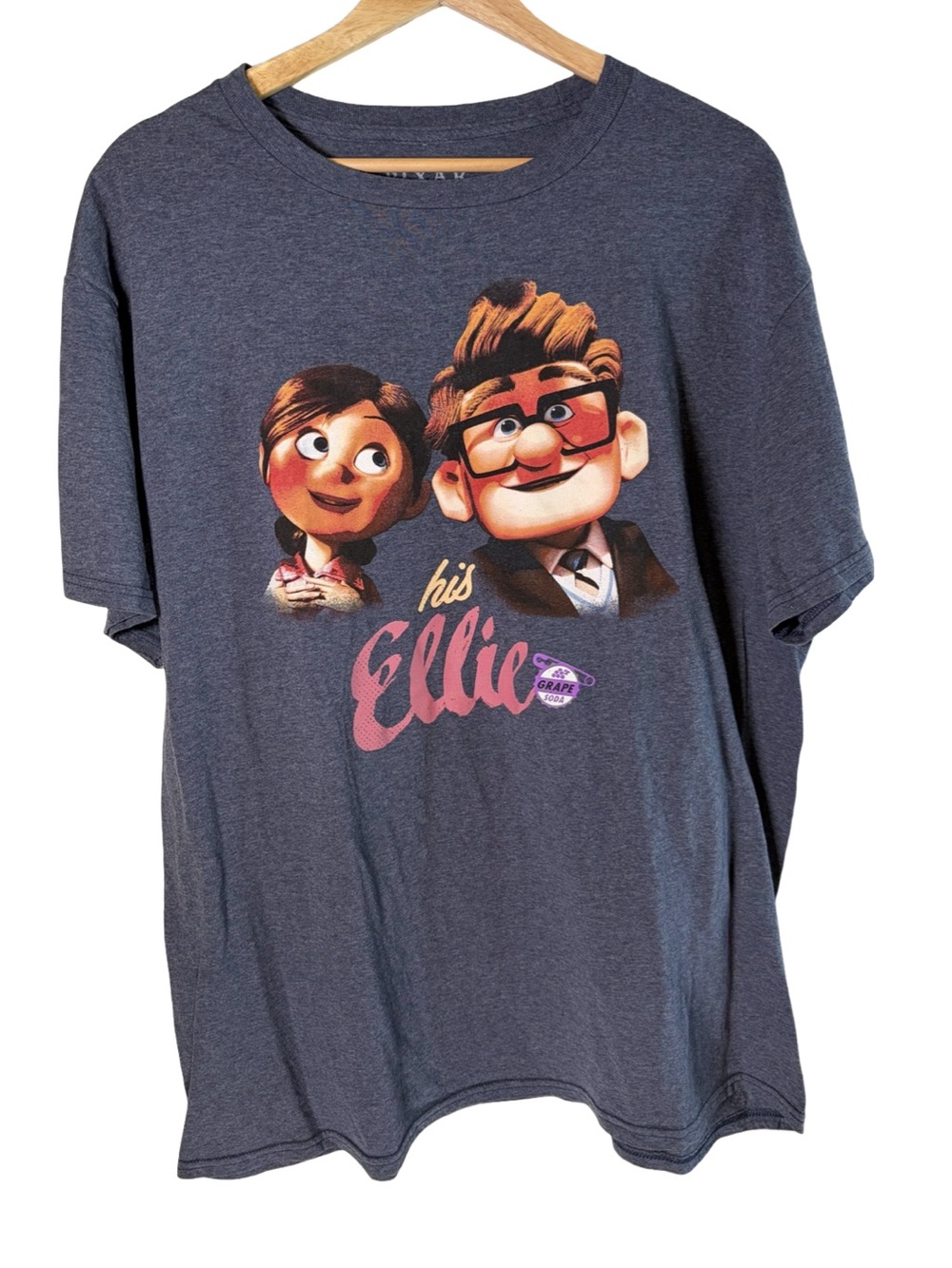 Pixar Up Ellie and Carl bluish grey short sleeve y shirt XL